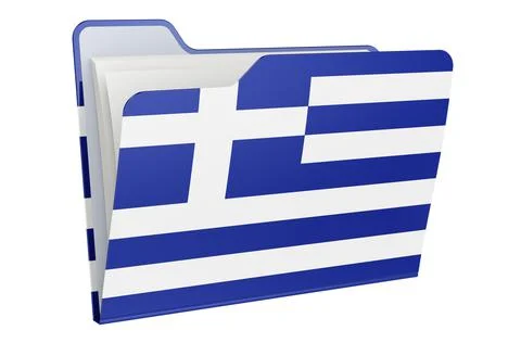 Computer folder icon with Greek flag. 3D rendering Stock Illustration