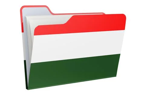 Computer folder icon with Hungarian flag. 3D rendering Stock Illustration