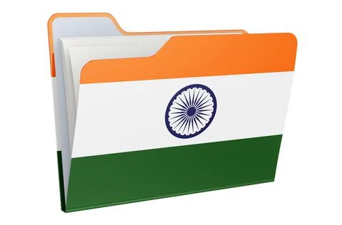 Computer folder icon with Indian flag. 3D rendering 스톡 일러스트