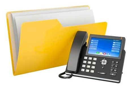 Computer folder icon with IP phone, 3D rendering 스톡 일러스트