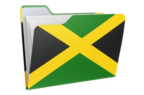 Computer folder icon with Jamaican flag. 3D rendering Stock Illustration