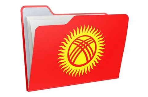 Computer folder icon with Kyrgyz flag. 3D rendering 스톡 일러스트