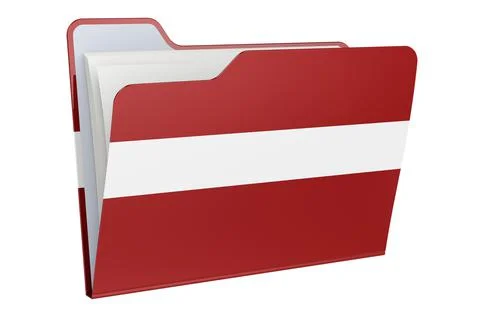 Computer folder icon with Latvian flag. 3D rendering Illustrazione stock