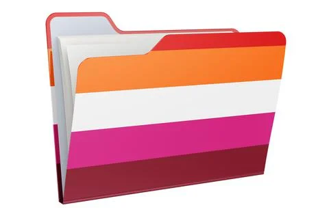 Computer folder icon with Lesbian flag. 3D rendering Stock Illustration
