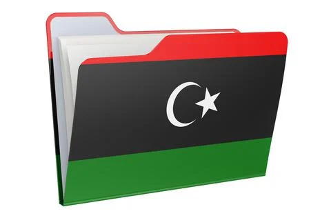 Computer folder icon with Libyan flag. 3D rendering 스톡 일러스트