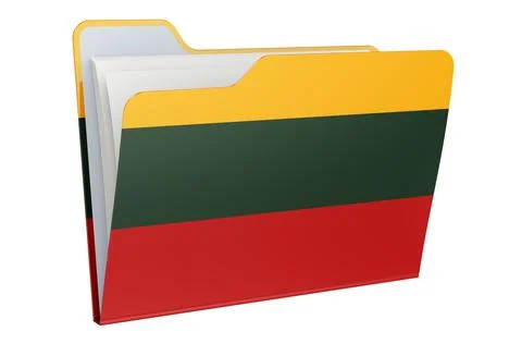 Computer folder icon with Lithuanian flag. 3D rendering Illustrazione stock