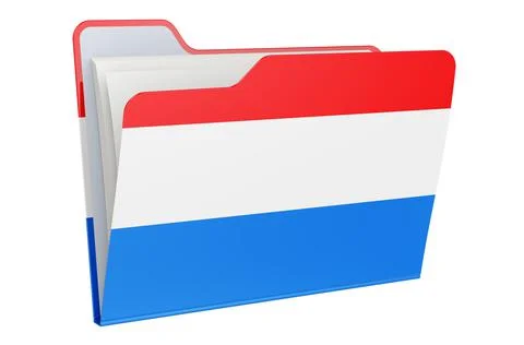 Computer folder icon with Luxembourgish flag. 3D rendering Illustrazione stock