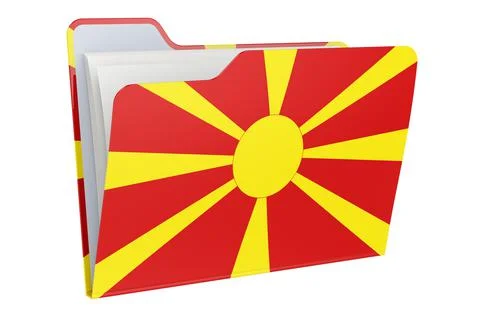 Computer folder icon with Macedonian flag. 3D rendering Stock Illustration