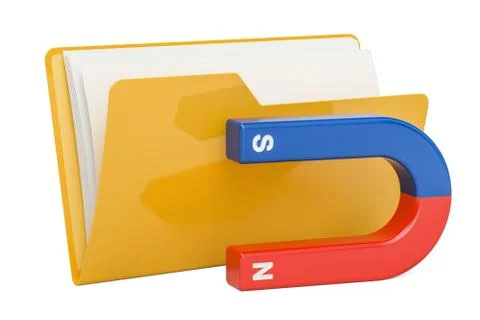 Computer folder icon with magnet, 3D rendering Stock Illustration