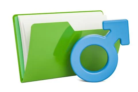 Computer folder icon with male gender symbol, 3D rendering 库存插图