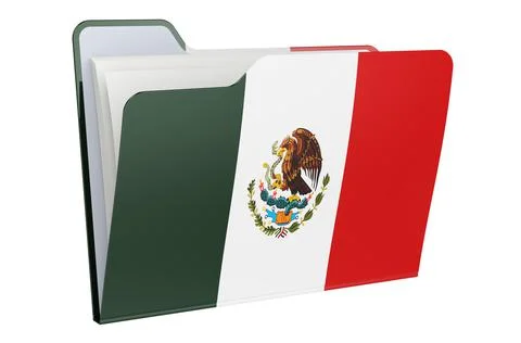 Computer folder icon with Mexican flag. 3D rendering Illustrazione stock
