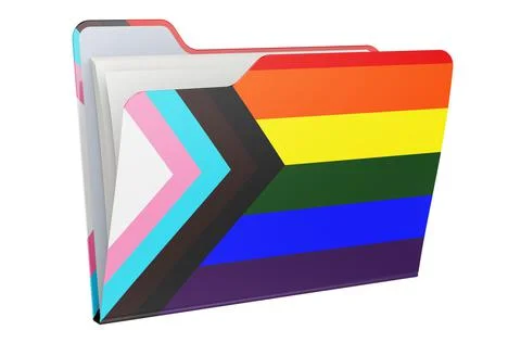 Computer folder icon with modern pride flag LGBTQ. 3D rendering Stock Illustration