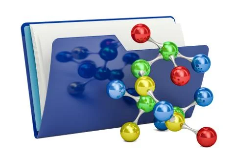 Computer folder icon with molecular model, 3D rendering Stock Illustration