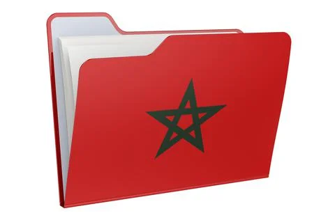 Computer folder icon with Moroccan flag. 3D rendering 스톡 일러스트