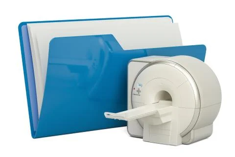 Computer folder icon with MRI, 3D rendering Illustrazione stock