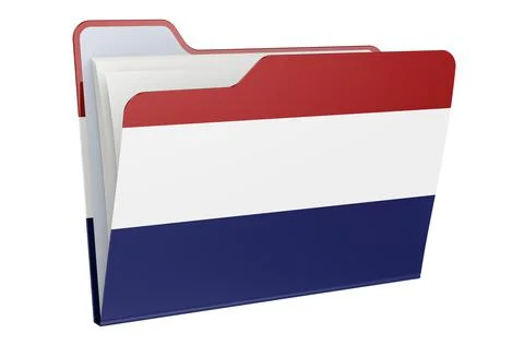 Computer folder icon with The Netherlands flag. 3D rendering 库存插图