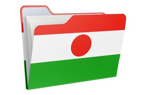 Computer folder icon with Niger flag. 3D rendering Illustrazione stock