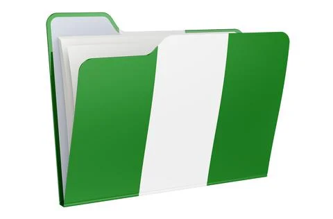 Computer folder icon with Nigerian flag. 3D rendering Stock Illustration