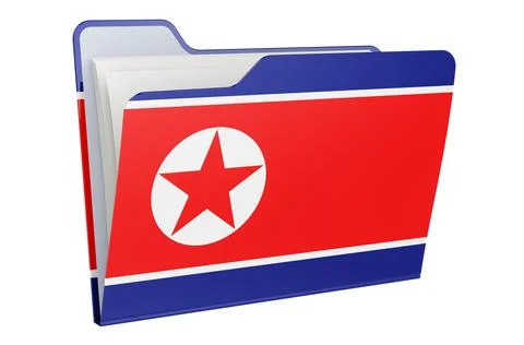 Computer folder icon with North Korean flag. 3D rendering Stock Illustration
