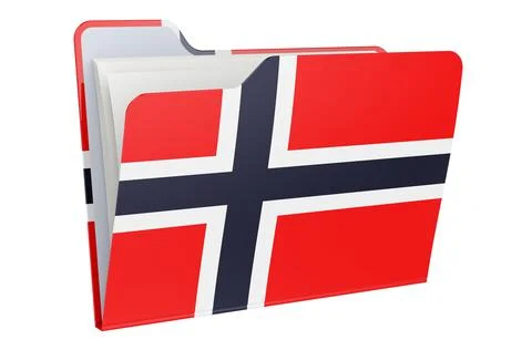 Computer folder icon with Norwegian flag. 3D rendering Stock Illustration