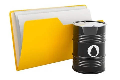 Computer folder icon with oil barrel, 3D rendering 스톡 일러스트