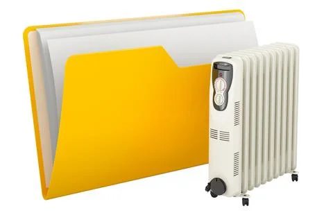 Computer folder icon with oil heater, 3D rendering 스톡 일러스트