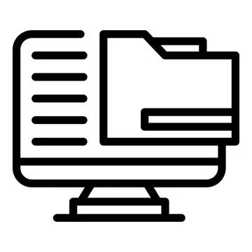 Computer folder icon outline vector. Cms development 스톡 일러스트