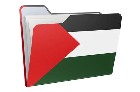 Computer folder icon with Palestinian flag. 3D rendering Stock Illustration