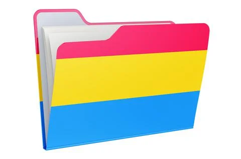 Computer folder icon with Pansexual flag. 3D rendering Illustrazione stock