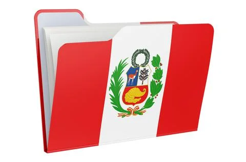 Computer folder icon with Peruvian flag. 3D rendering Stock Illustration