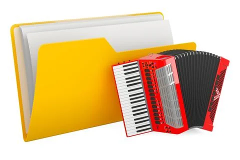 Computer folder icon with piano accordion, 3D rendering イラスト素材