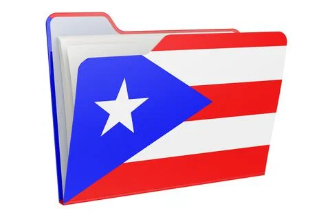 Computer folder icon with Puerto Rican flag. 3D rendering Stock Illustration