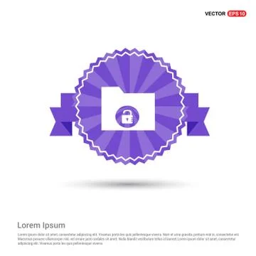 Computer Folder Icon - Purple Ribbon banner 스톡 일러스트