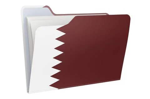 Computer folder icon with Qatari flag. 3D rendering Illustrazione stock