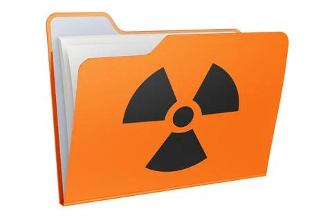 Computer folder icon with Radiation symbol. 3D rendering Stock Illustration