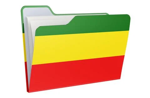 Computer folder icon with Rastafarian flag. 3D rendering Stock Illustration