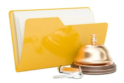 Computer folder icon with reception bell, 3D rendering 스톡 일러스트