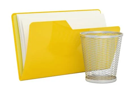 Computer folder icon with recycle bin, 3D rendering Stock Illustration