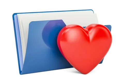 Computer folder icon with red heart, 3D rendering Stock Illustration