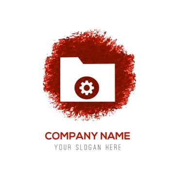 Computer Folder Icon - Red WaterColor Circle Splash 스톡 일러스트