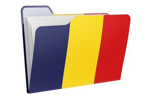 Computer folder icon with Romanian flag. 3D rendering 스톡 일러스트