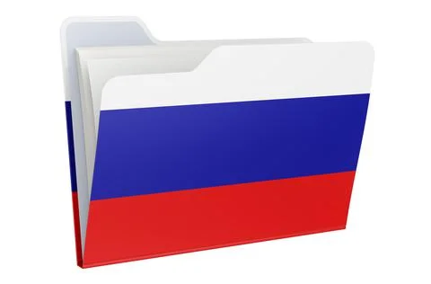 Computer folder icon with Russian flag. 3D rendering Illustrazione stock
