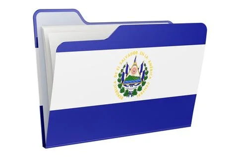 Computer folder icon with Salvadoran flag. 3D rendering 스톡 일러스트