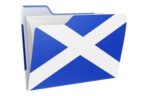 Computer folder icon with Scottish flag. 3D rendering Stock Illustration