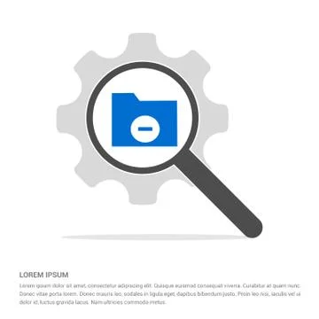 Computer Folder Icon Search Glass with Gear Symbol Icon template Stock Illustration