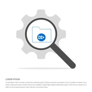 Computer Folder Icon Search Glass with Gear Symbol Icon template Stock Illustration
