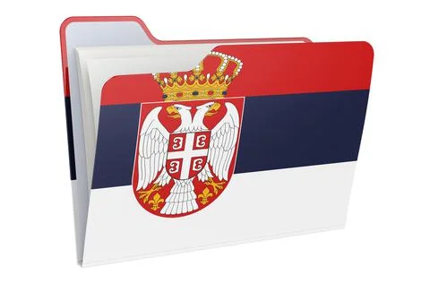 Computer folder icon with Serbian flag. 3D rendering Stock Illustration