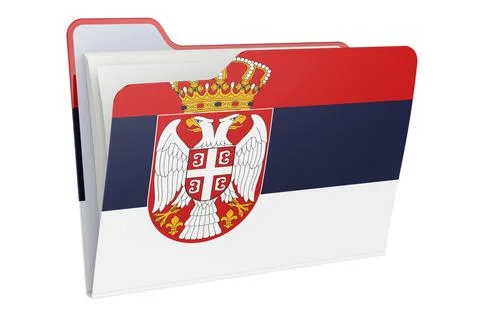 Computer folder icon with Serbian flag. 3D rendering Computer folder icon ... Stock Photos