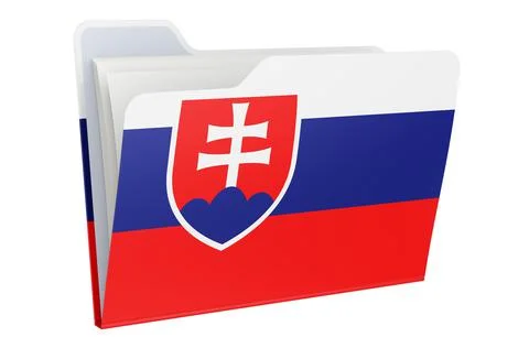 Computer folder icon with Slovak flag. 3D rendering Illustrazione stock