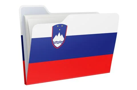 Computer folder icon with Slovenian flag. 3D rendering Stock Illustration